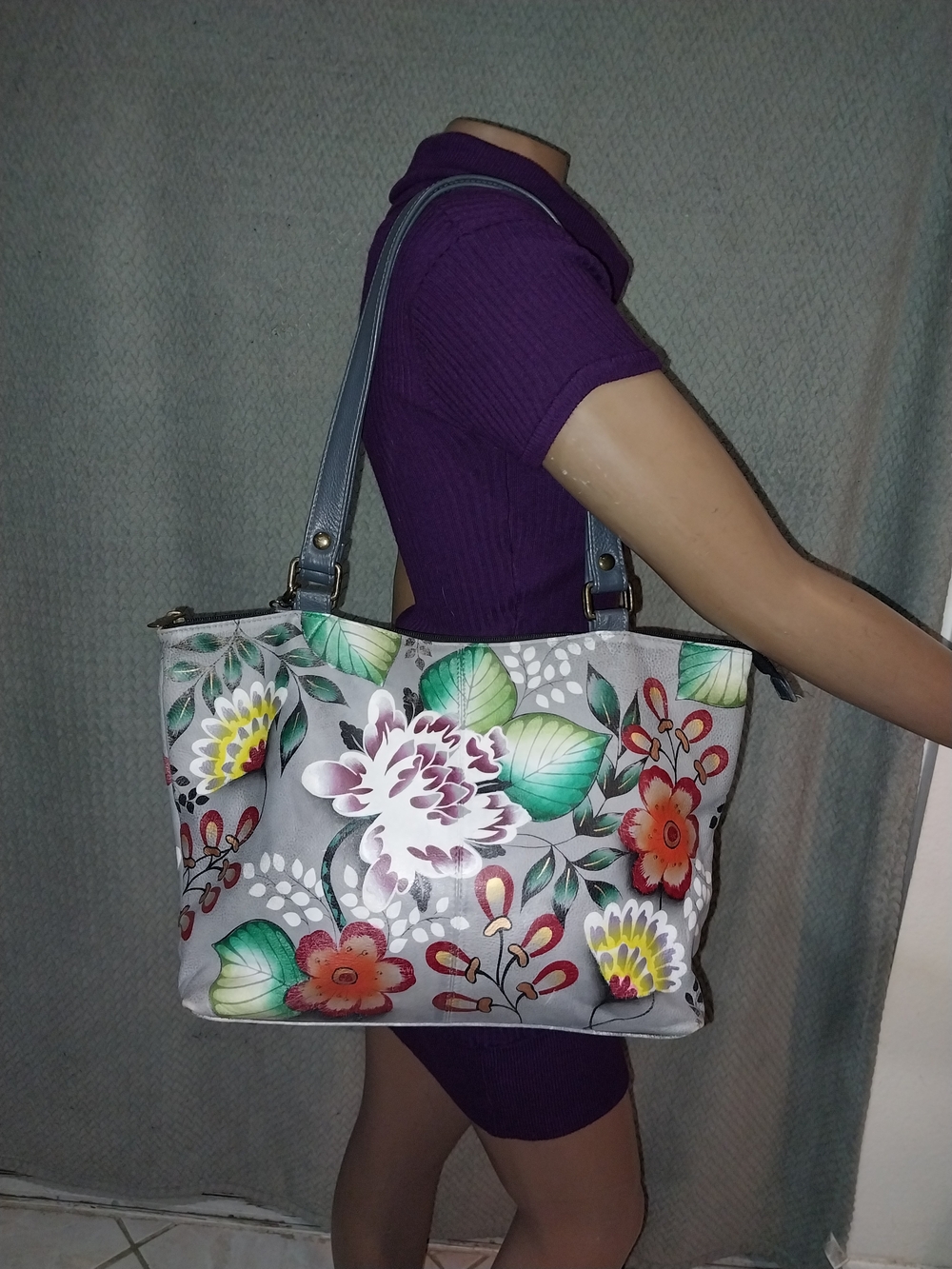 Anuschka Garden Of Eden Anna Large Floral Shoulder Tote